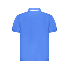 Blue Cotton Men Polo Shirt