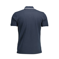 Blue Cotton Men Polo Shirt