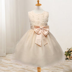 Rose flower bowknot girls dress wedding dress princess