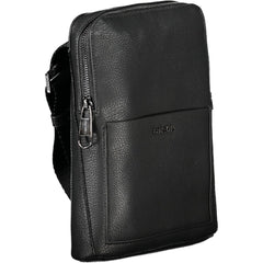Black Polyurethane Men's Shoulder Bag
