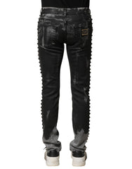 Black Washed Embellished Skinny Denim Jeans
