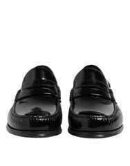 Black Leather Slip On Loafers Dress Shoes