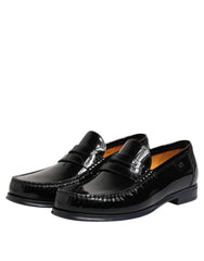 Black Leather Slip On Loafers Dress Shoes