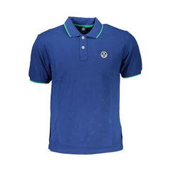 Blue Cotton Men Polo Shirt