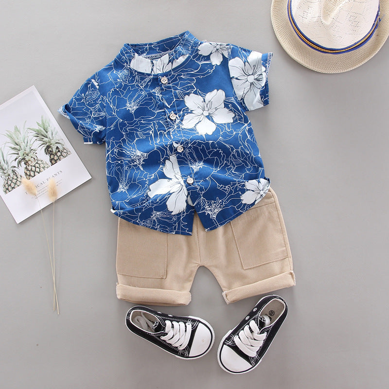 Short Sleeve Shorts Suit Beach Cartoon Full Print