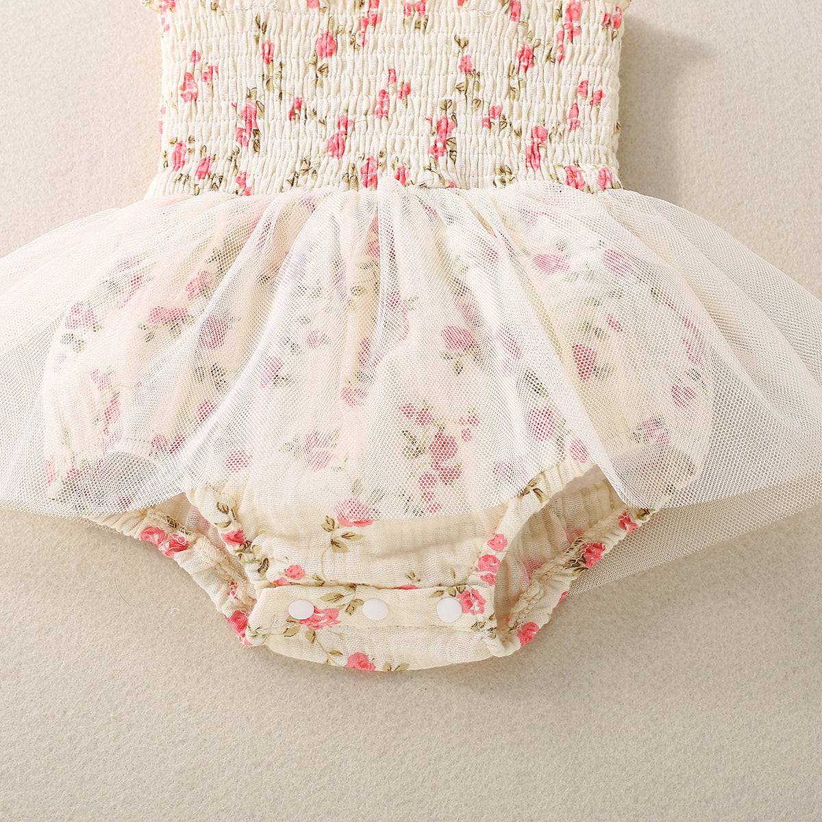 Baby Girl Flower Print Sling Triangle Rompers Tulle Skirt