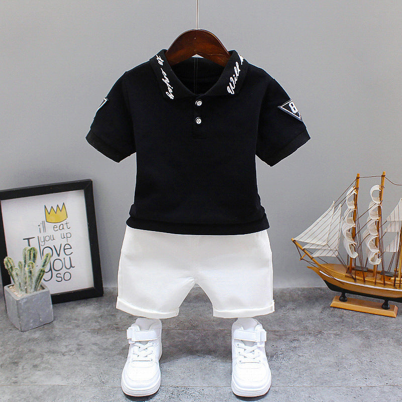 Summer Letter Lapel Short Sleeve Two-piece Suit