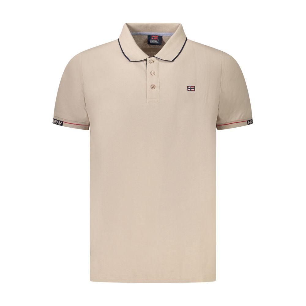 Beige Cotton Men Polo Shirt
