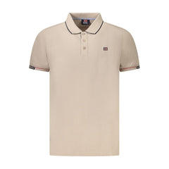 Beige Cotton Men Polo Shirt