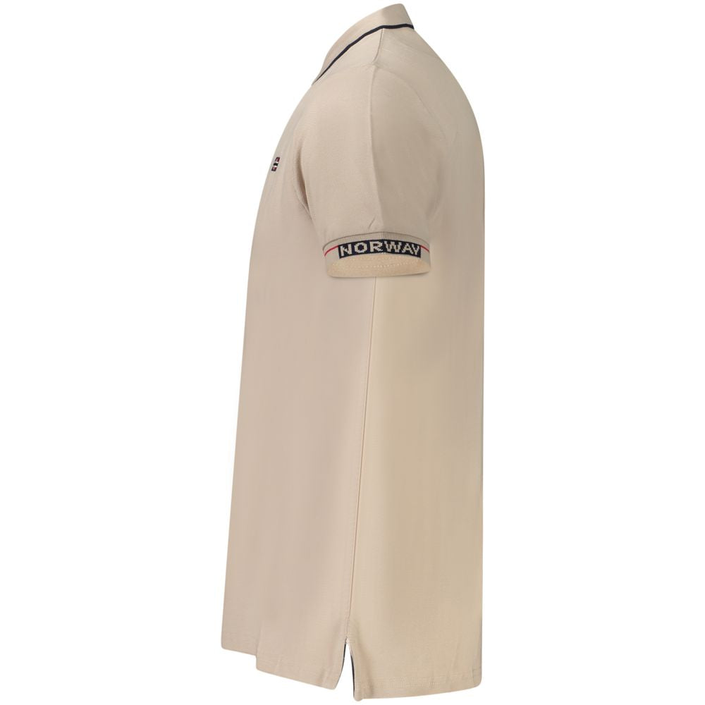 Beige Cotton Men Polo Shirt