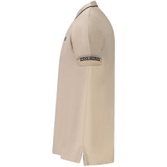 Beige Cotton Men Polo Shirt