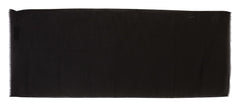 Dark Gray Virgin Wool Striped Pattern Wrap Scarf