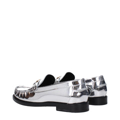 Gray Leather Slip-On Loafers