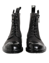 Brown Black Lace Up Mid Calf Men Boots Shoes