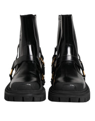 Black Leather Chelsea Men Short Boots Shoes