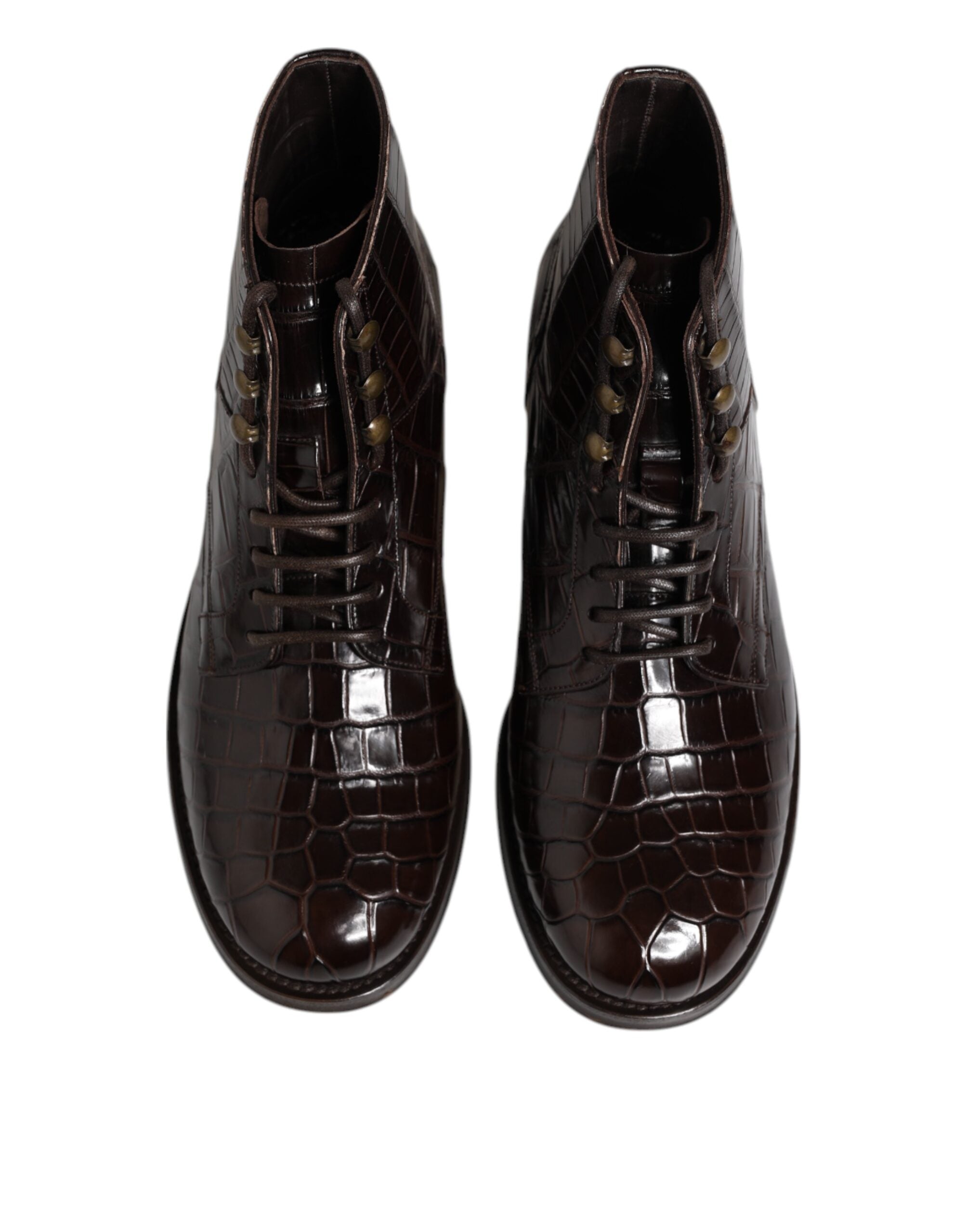 Dark Brown Leather Lace Up Short Boots Shoes