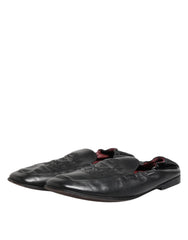 Black Leather Slip On Men Flat Loafers Shoes