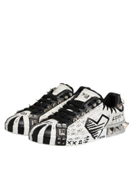 Black White Studded Low Top Sneakers Shoes