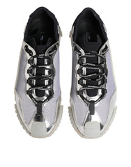 Silver Black Nylon NS1 Low Top Sneakers Shoes