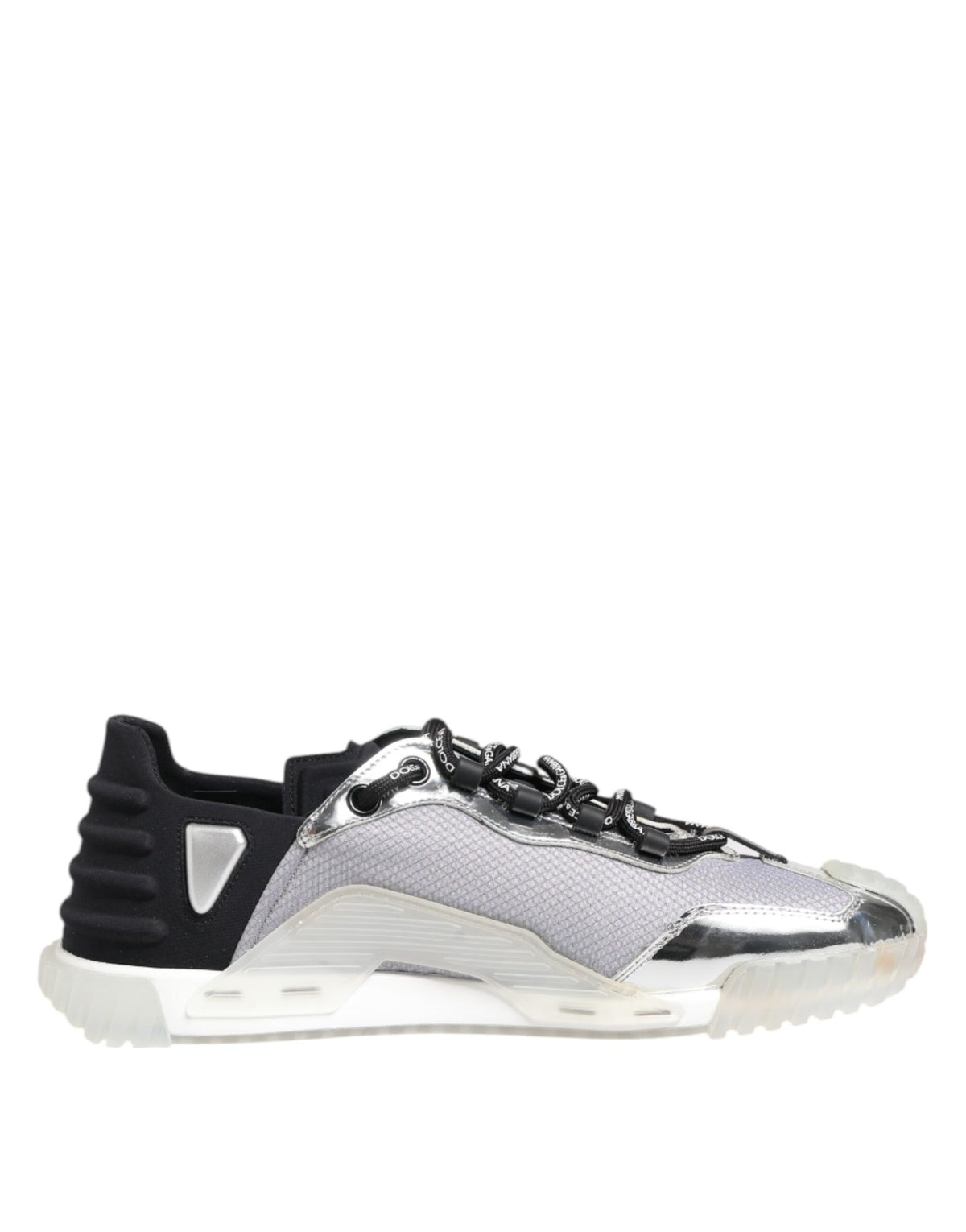 Silver Black Nylon NS1 Low Top Sneakers Shoes