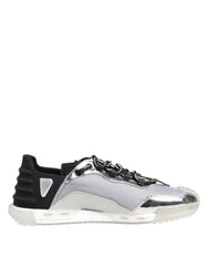 Silver Black Nylon NS1 Low Top Sneakers Shoes