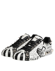 Black White Studded Low Top Sneakers Shoes