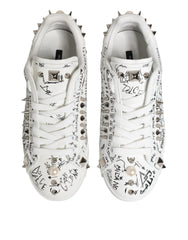 White Portofino Stud Embellished Men Sneakers Shoes