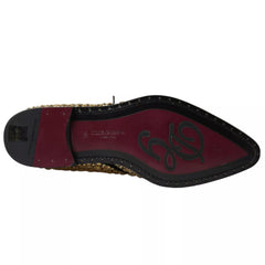 Black Gold Embellished Derby Shoes