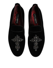 Black Suede Cross Slip On Loafers Dress Shoes