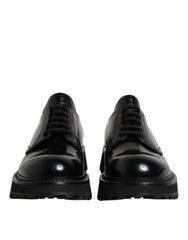 Black Leather Lace Up Trekking Dress Shoes