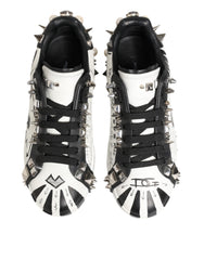 White Studded Printed Low Top Sneakers Shoes