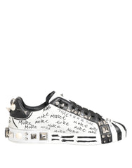 White Studded Printed Low Top Sneakers Shoes