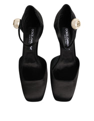Black Leather Logo Ankle Strap Sandals Shoes