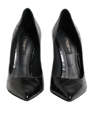 Black Leather Stiletto High Heels Pumps Shoes