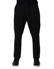 Black Stripes Viscose Skinny Dress Men Pants