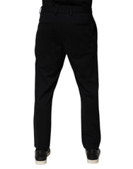 Black Stripes Viscose Skinny Dress Men Pants