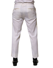 White Polyester Tapered Formal Trouser Pants