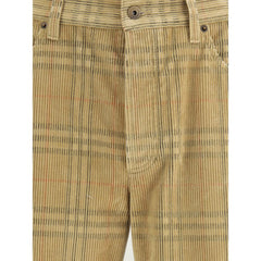 Brown Cotton Casual Pants