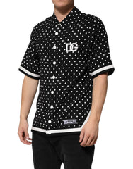 Black Polka Dot Short Sleeves Collared Polo T-Shirt