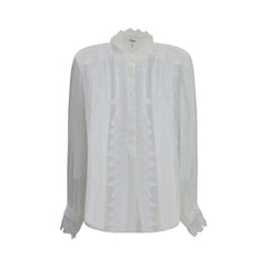 Ruffled silk muslin and lace Blouse