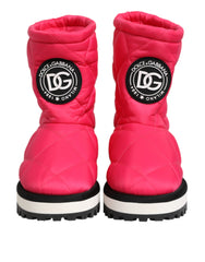 Pink White Viscose Padded Mid Calf Boots Shoes