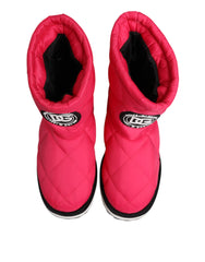 Pink White Viscose Padded Mid Calf Boots Shoes