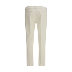 Beige Cotton Slim Fit Jeans