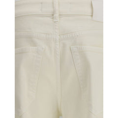 Beige Cotton Slim Fit Jeans