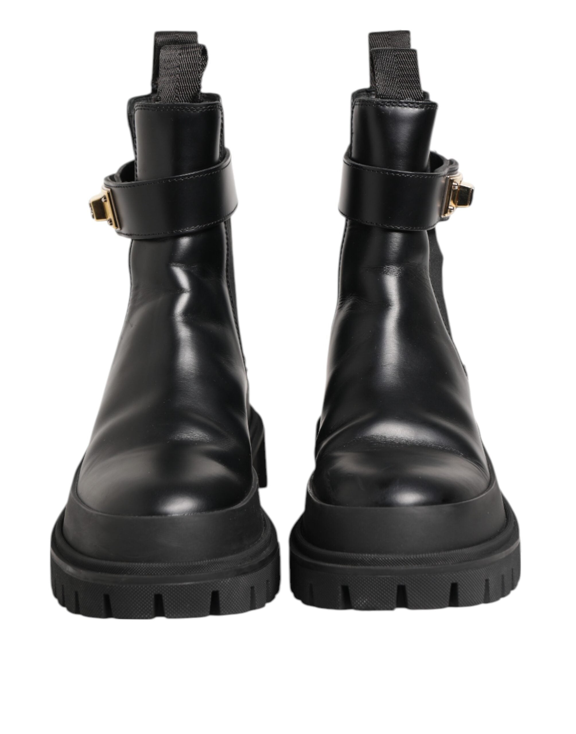 Black Calfskin DG Logo Strap Ankle Boots Shoes