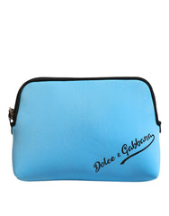 Blue Nylon DG Logo Print Clutch Zip Pouch Bag