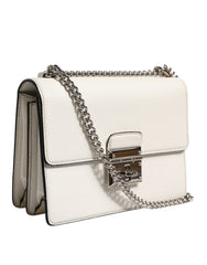 White Rosalia Small Calfskin Chain Shoulder Strap Bag