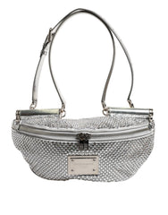 Silver Crystal-Embellished Belt Strap Bag