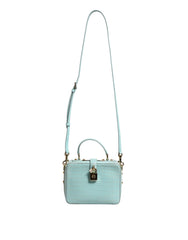 Mint Green Embossed Leather Padlock Shoulder Bag