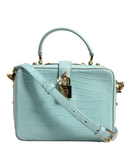 Mint Green Embossed Leather Padlock Shoulder Bag